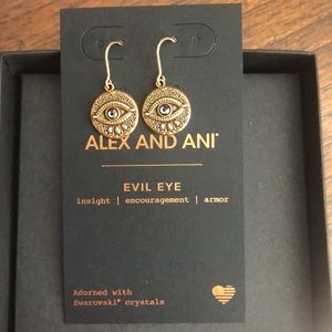 Alex and Ani Gold Evil Eye Earrings